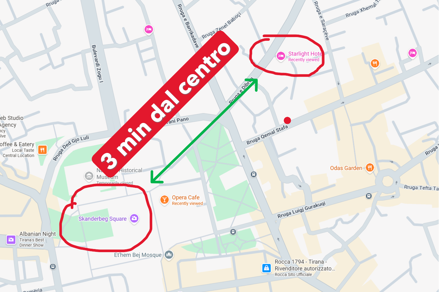Hotel location in Tirana